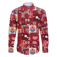 Tahiti Oaoa I Teie Noera Family Matching Long Sleeve Bodycon Dress and Hawaiian Shirt Pacific Patchwork Xmas Vibes - Polynesian Pride
