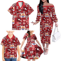 Tahiti Oaoa I Teie Noera Family Matching Off The Shoulder Long Sleeve Dress and Hawaiian Shirt Pacific Patchwork Xmas Vibes - Polynesian Pride