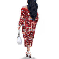 Tahiti Oaoa I Teie Noera Family Matching Off The Shoulder Long Sleeve Dress and Hawaiian Shirt Pacific Patchwork Xmas Vibes LT9 - Polynesian Pride