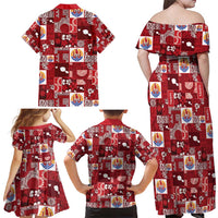 Tahiti Oaoa I Teie Noera Family Matching Off Shoulder Maxi Dress and Hawaiian Shirt Pacific Patchwork Xmas Vibes - Polynesian Pride