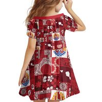 Tahiti Oaoa I Teie Noera Family Matching Short Sleeve Bodycon Dress and Hawaiian Shirt Pacific Patchwork Xmas Vibes - Polynesian Pride