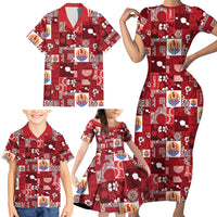 Tahiti Oaoa I Teie Noera Family Matching Short Sleeve Bodycon Dress and Hawaiian Shirt Pacific Patchwork Xmas Vibes - Polynesian Pride
