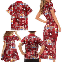 Tahiti Oaoa I Teie Noera Family Matching Short Sleeve Bodycon Dress and Hawaiian Shirt Pacific Patchwork Xmas Vibes - Polynesian Pride