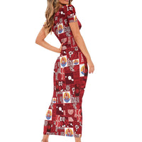 Tahiti Oaoa I Teie Noera Family Matching Short Sleeve Bodycon Dress and Hawaiian Shirt Pacific Patchwork Xmas Vibes - Polynesian Pride