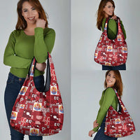 Tahiti Oaoa I Teie Noera Grocery Bag Pacific Patchwork Xmas Vibes - Polynesian Pride