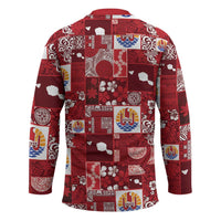 Tahiti Oaoa I Teie Noera Hockey Jersey Pacific Patchwork Xmas Vibes - Polynesian Pride