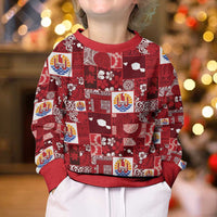 Tahiti Oaoa I Teie Noera Kid Ugly Christmas Sweater Pacific Patchwork Xmas Vibes - Polynesian Pride