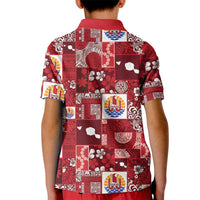 Tahiti Oaoa I Teie Noera Kid Polo Shirt Pacific Patchwork Xmas Vibes LT9 - Polynesian Pride