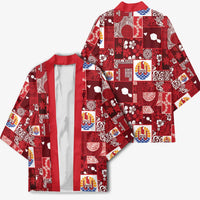 Tahiti Oaoa I Teie Noera Kimono Pacific Patchwork Xmas Vibes - Polynesian Pride