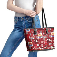 Tahiti Oaoa I Teie Noera Leather Tote Bag Pacific Patchwork Xmas Vibes - Polynesian Pride