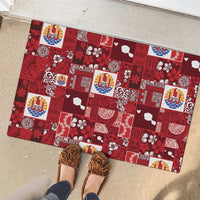 Tahiti Oaoa I Teie Noera Rubber Doormat Pacific Patchwork Xmas Vibes - Polynesian Pride