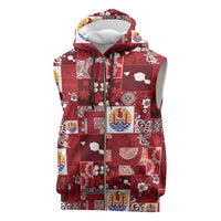 Tahiti Oaoa I Teie Noera Sleeveless Zip Hoodie Pacific Patchwork Xmas Vibes - Polynesian Pride