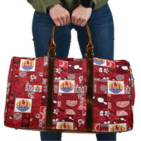 Tahiti Oaoa I Teie Noera Travel Bag Pacific Patchwork Xmas Vibes LT9 Red - Polynesian Pride