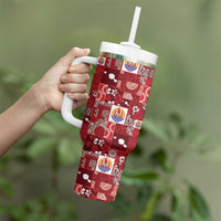 Tahiti Oaoa I Teie Noera Tumbler With Handle Pacific Patchwork Xmas Vibes - Polynesian Pride