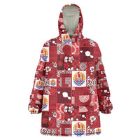 Tahiti Oaoa I Teie Noera Wearable Blanket Hoodie Pacific Patchwork Xmas Vibes - Polynesian Pride