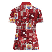 Tahiti Oaoa I Teie Noera Women Polo Shirt Pacific Patchwork Xmas Vibes LT9 - Polynesian Pride