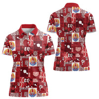 Tahiti Oaoa I Teie Noera Women Polo Shirt Pacific Patchwork Xmas Vibes LT9 - Polynesian Pride