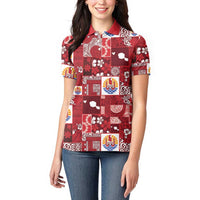 Tahiti Oaoa I Teie Noera Women Polo Shirt Pacific Patchwork Xmas Vibes LT9 - Polynesian Pride