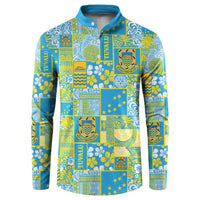 Tuvalu Manuia te Kilisimasi Button Sweatshirt Pacific Patchwork Xmas Vibes - Polynesian Pride