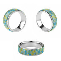 Tuvalu Manuia te Kilisimasi Classic Ring Pacific Patchwork Xmas Vibes - Polynesian Pride