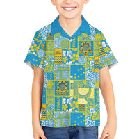Tuvalu Manuia te Kilisimasi Family Matching Long Sleeve Bodycon Dress and Hawaiian Shirt Pacific Patchwork Xmas Vibes LT9 Son's Shirt Green - Polynesian Pride