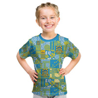 Tuvalu Manuia te Kilisimasi Kid T Shirt Pacific Patchwork Xmas Vibes - Polynesian Pride