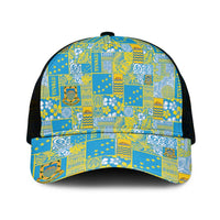 Tuvalu Manuia te Kilisimasi Mesh Trucker Cap Pacific Patchwork Xmas Vibes LT9 One Size Black Green - Polynesian Pride