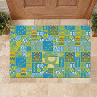 Tuvalu Manuia te Kilisimasi Rubber Doormat Pacific Patchwork Xmas Vibes - Polynesian Pride