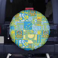 Tuvalu Manuia te Kilisimasi Spare Tire Cover Pacific Patchwork Xmas Vibes - Polynesian Pride
