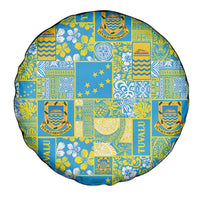 Tuvalu Manuia te Kilisimasi Spare Tire Cover Pacific Patchwork Xmas Vibes - Polynesian Pride
