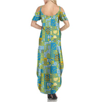 Tuvalu Manuia te Kilisimasi Summer Maxi Dress Pacific Patchwork Xmas Vibes LT9 - Polynesian Pride