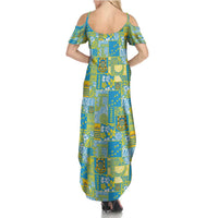 Tuvalu Manuia te Kilisimasi Summer Maxi Dress Pacific Patchwork Xmas Vibes - Polynesian Pride