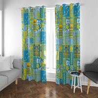 Tuvalu Manuia te Kilisimasi Window Curtain Pacific Patchwork Xmas Vibes - Polynesian Pride