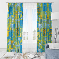 Tuvalu Manuia te Kilisimasi Window Curtain Pacific Patchwork Xmas Vibes - Polynesian Pride