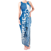 Yap Day 1 March Tank Maxi Dress Micronesia Yapese Warrior LT9 Women Blue - Polynesian Pride