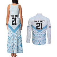 Fiji Football Custom Couples Matching Tank Maxi Dress and Long Sleeve Button Shirt Bula Boys Go Champions