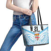 Fiji Football Custom Leather Tote Bag Bula Boys Go Champions LT9 - Polynesian Pride