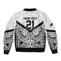 New Zealand Football Custom Bomber Jacket All White Fern Go Champions LT9 - Polynesian Pride