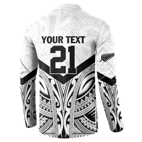 New Zealand Football Custom Button Sweatshirt All White Fern Go Champions LT9 - Polynesian Pride