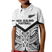New Zealand Football Custom Kid Polo Shirt All White Fern Go Champions