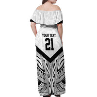 New Zealand Football Custom Off Shoulder Maxi Dress All White Fern Go Champions
