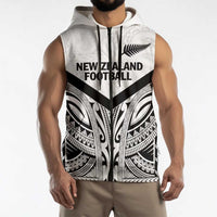 New Zealand Football Custom Sleeveless Zip Hoodie All White Fern Go Champions - Polynesian Pride