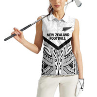 New Zealand Football Custom Women Sleeveless Polo Shirt All White Fern Go Champions