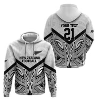 New Zealand Football Custom Zip Hoodie All White Fern Go Champions