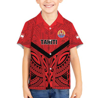 Tahiti Football Custom Family Matching Off The Shoulder Long Sleeve Dress and Hawaiian Shirt Toa Aito Go Champions LT9 Son's Shirt Red - Polynesian Pride