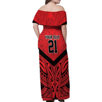 Tahiti Football Custom Family Matching Off Shoulder Maxi Dress and Hawaiian Shirt Toa Aito Go Champions