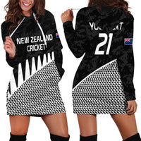 (Custom Text And Number) New Zealand Cricket Hoodie Dress Black Cap Sporty Style No1 LT9 - Polynesian Pride