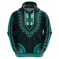 African Dashiki Hoodie With Polynesian Pattern Teal LT9 - Polynesian Pride