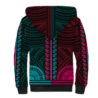 African Dashiki Sherpa Hoodie With Polynesian Pattern - Half Teal and Pink LT9 - Polynesian Pride