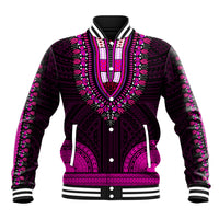 African Dashiki Baseball Jacket With Polynesian Pattern - Pink LT9 Unisex Pink - Polynesian Pride
